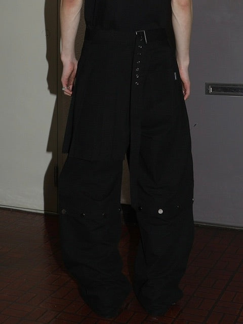 【ESC STUDIO】skirt layered snap pants