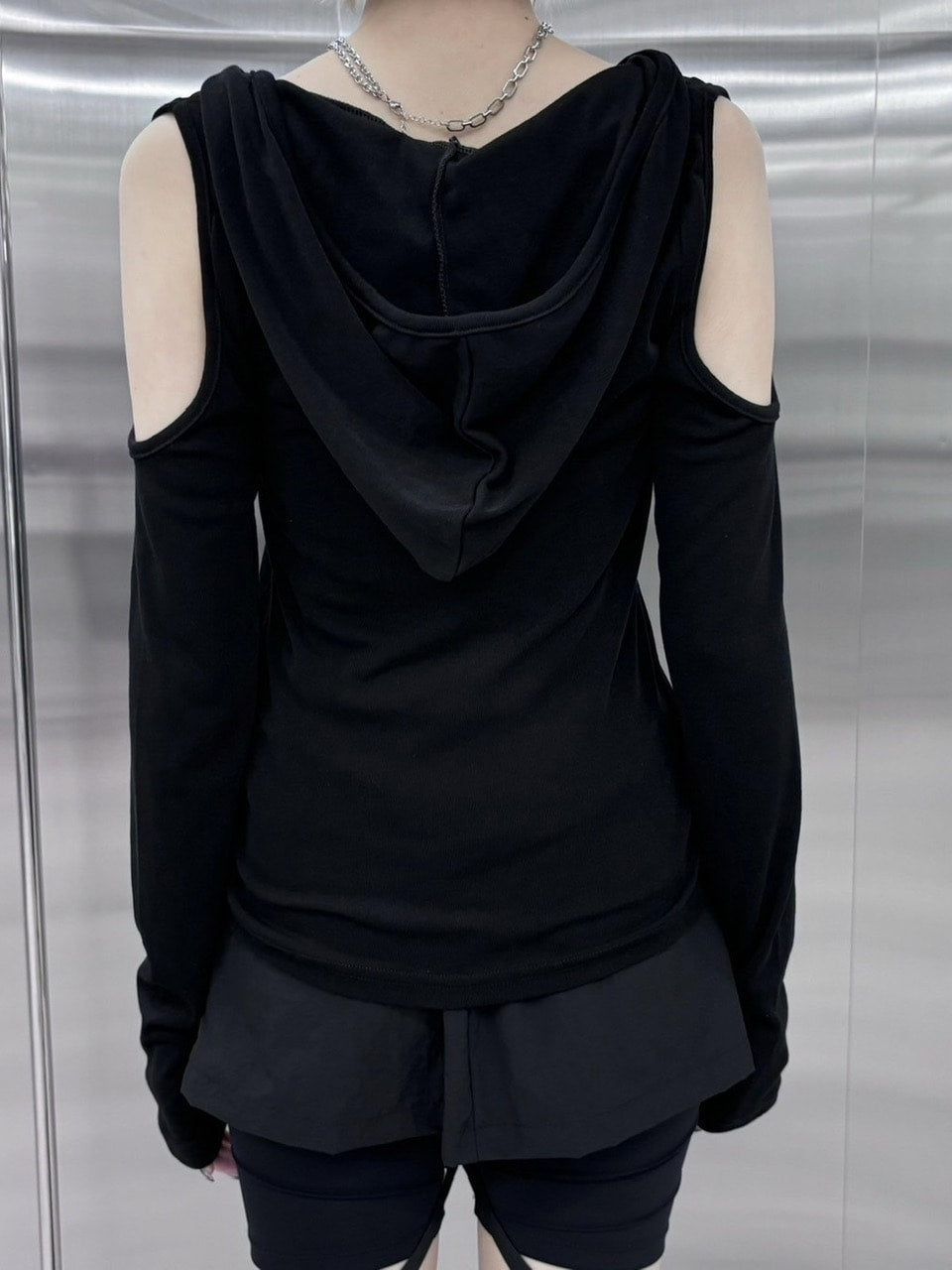 【nmtc +】shoulder slit hooded long sleeve tee (3color)