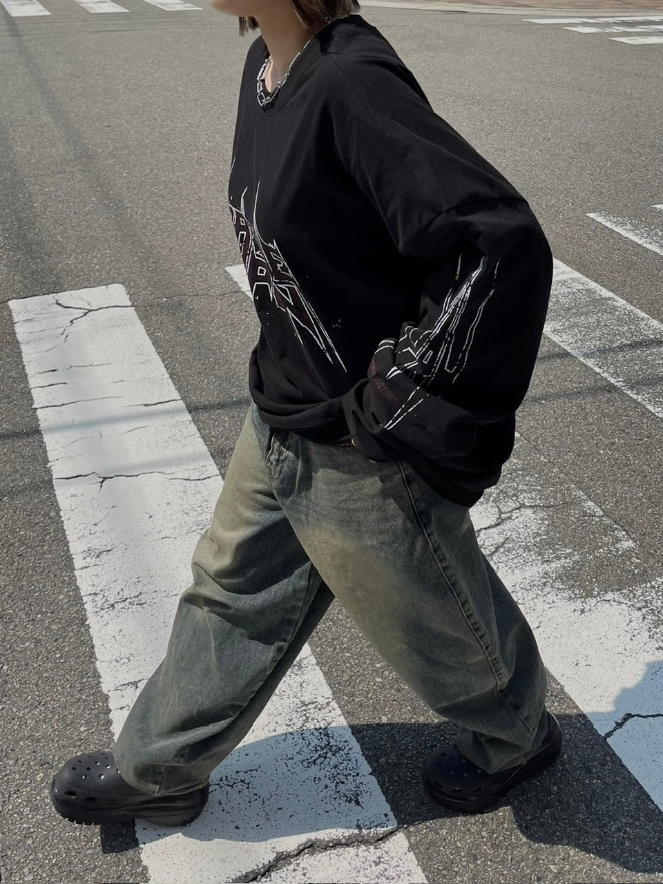 受注制【Chikashitsu +】oversized print long sleeve (2color) / 【チカシツプラス】オーバーサイズプリント長袖Tシャツ