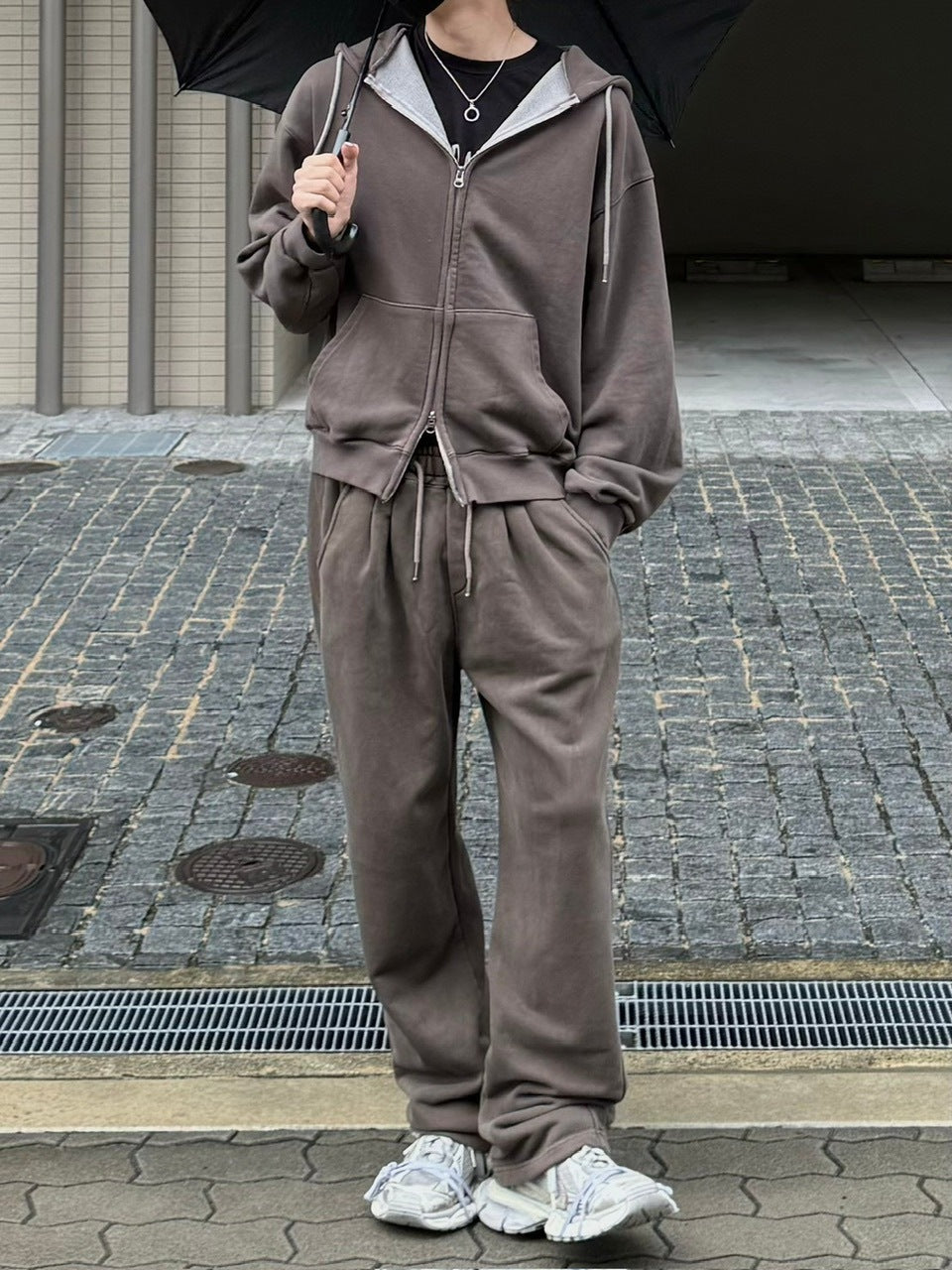 受注制【Chikashitsu +】unisex semi cropped pigment wash hoodie (4color)