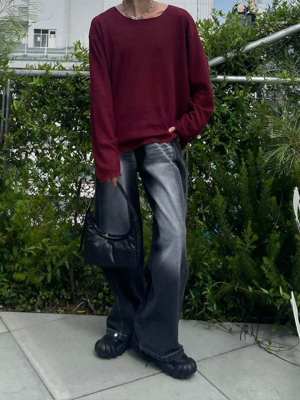 受注制【Chikashitsu +】wide neck light knit (4color)