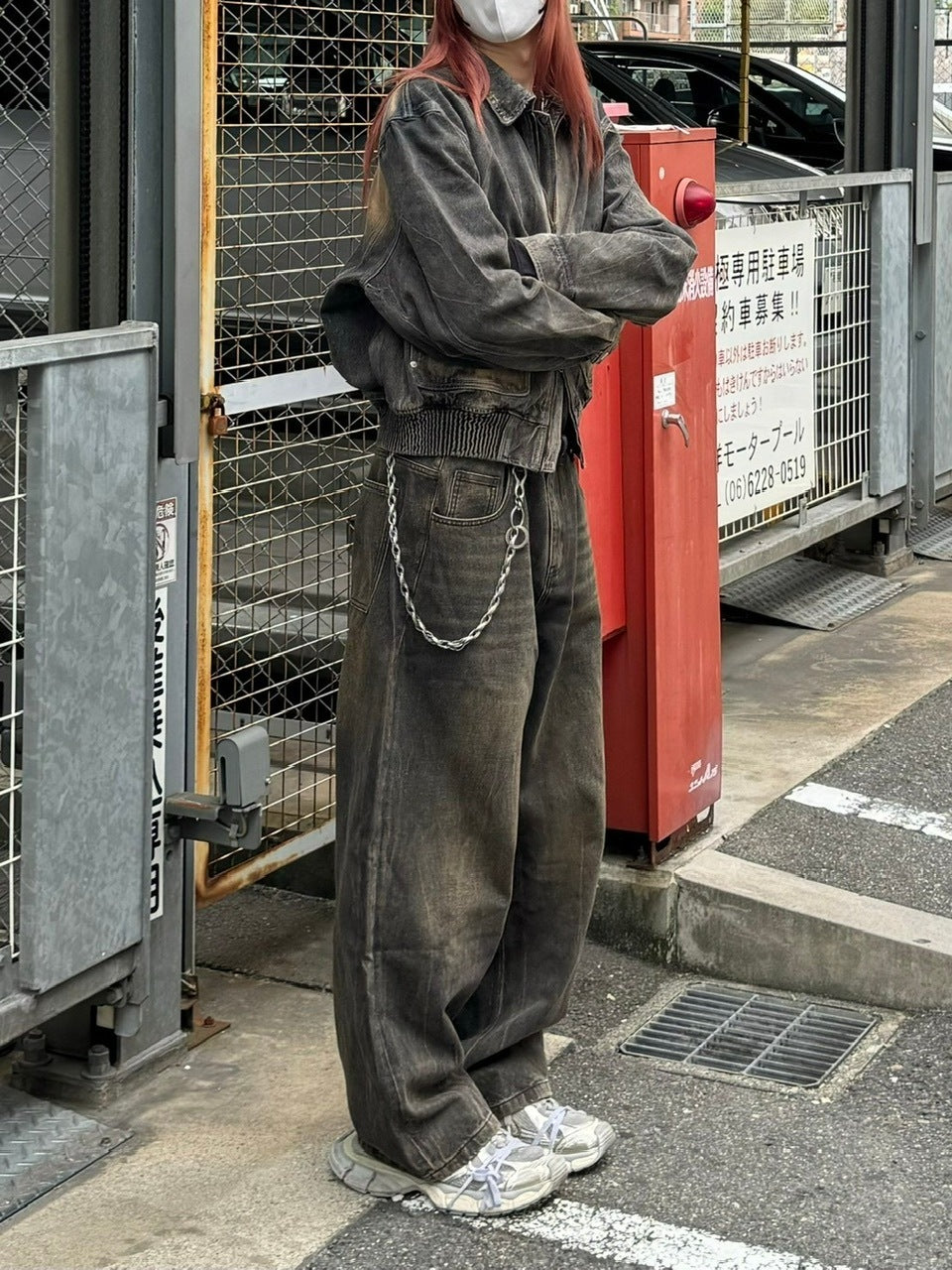 大阪店WEB限定受注制【Chikashitsu +】vintage wash wide denim pants (brown)