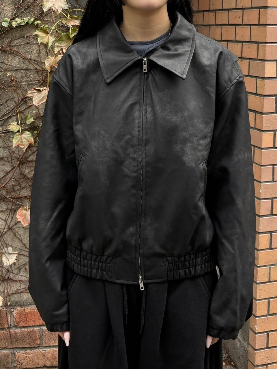 受注制【oaks】fake leather jacket (2color) / 【オークス】フェイクレザージャケット