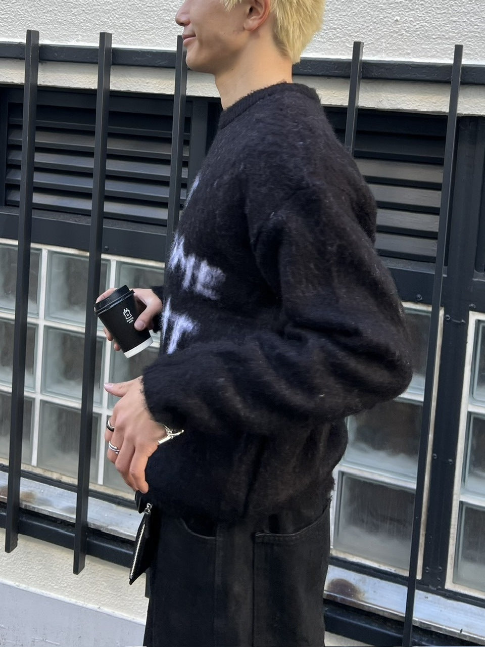 受注制【Chikashitsu +】unisex slogan knit (4color)