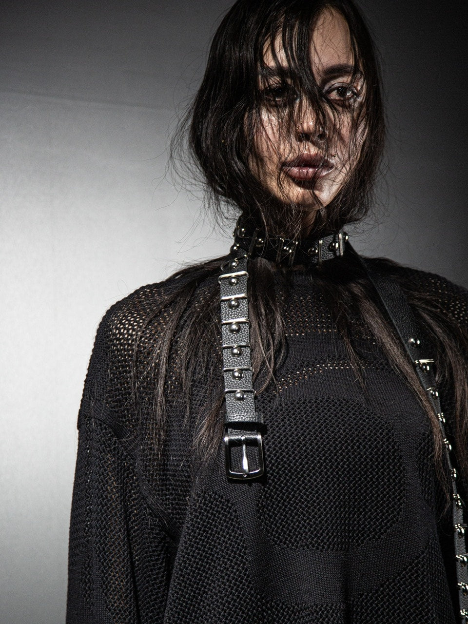 【DIG YOUR OWN GRAVE】MESH DIG LOGO KNIT / 【ディグユアオウングレイブ】メッシュロゴ長袖ニット