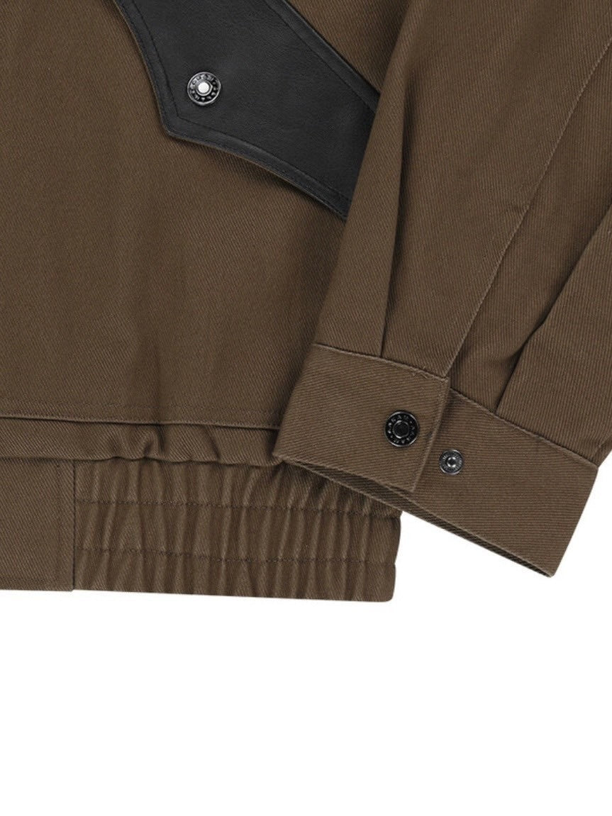 【AAKAM】Contrast Leather Work Jacket