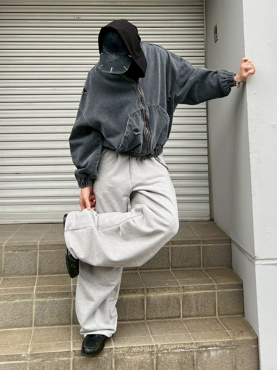 【Chikashitsu +】denim flight bomber jacket (2color)