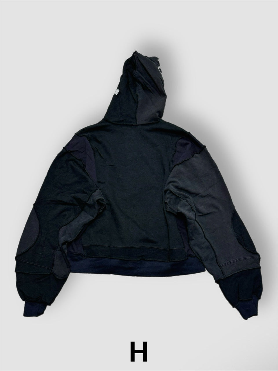 【Re +】double zip cutting switch hoodie (black)