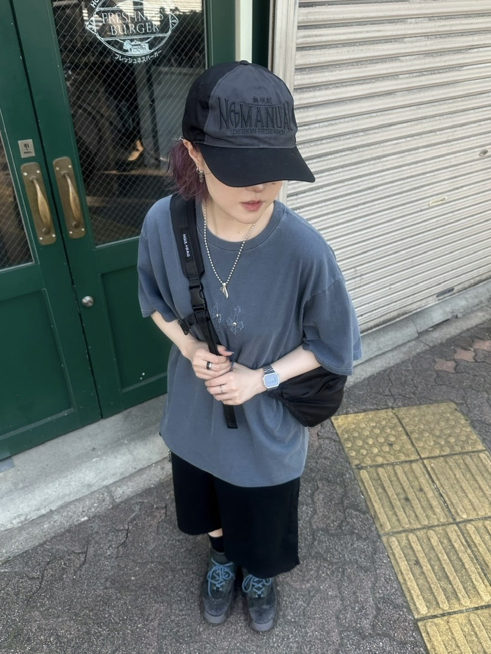 受注制【Chikashitsu +】pigment cross point t-shirt (2color) / 【チカシツプラス】ピグメントクロスポイント半袖Tシャツ