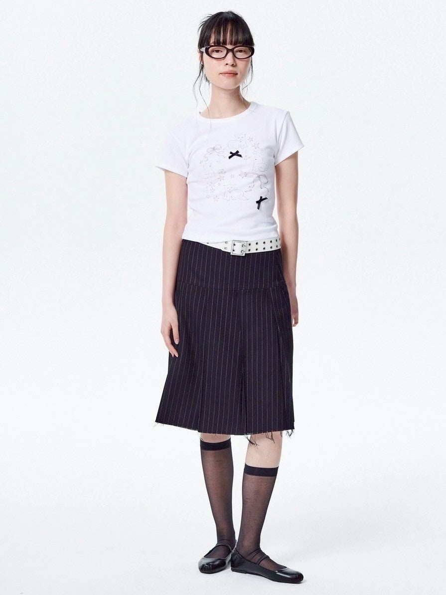 【runningHIGH】RIBBON CAT H/S TEE / 【ランニングハイ】リボンキャットプリント半袖Tシャツ