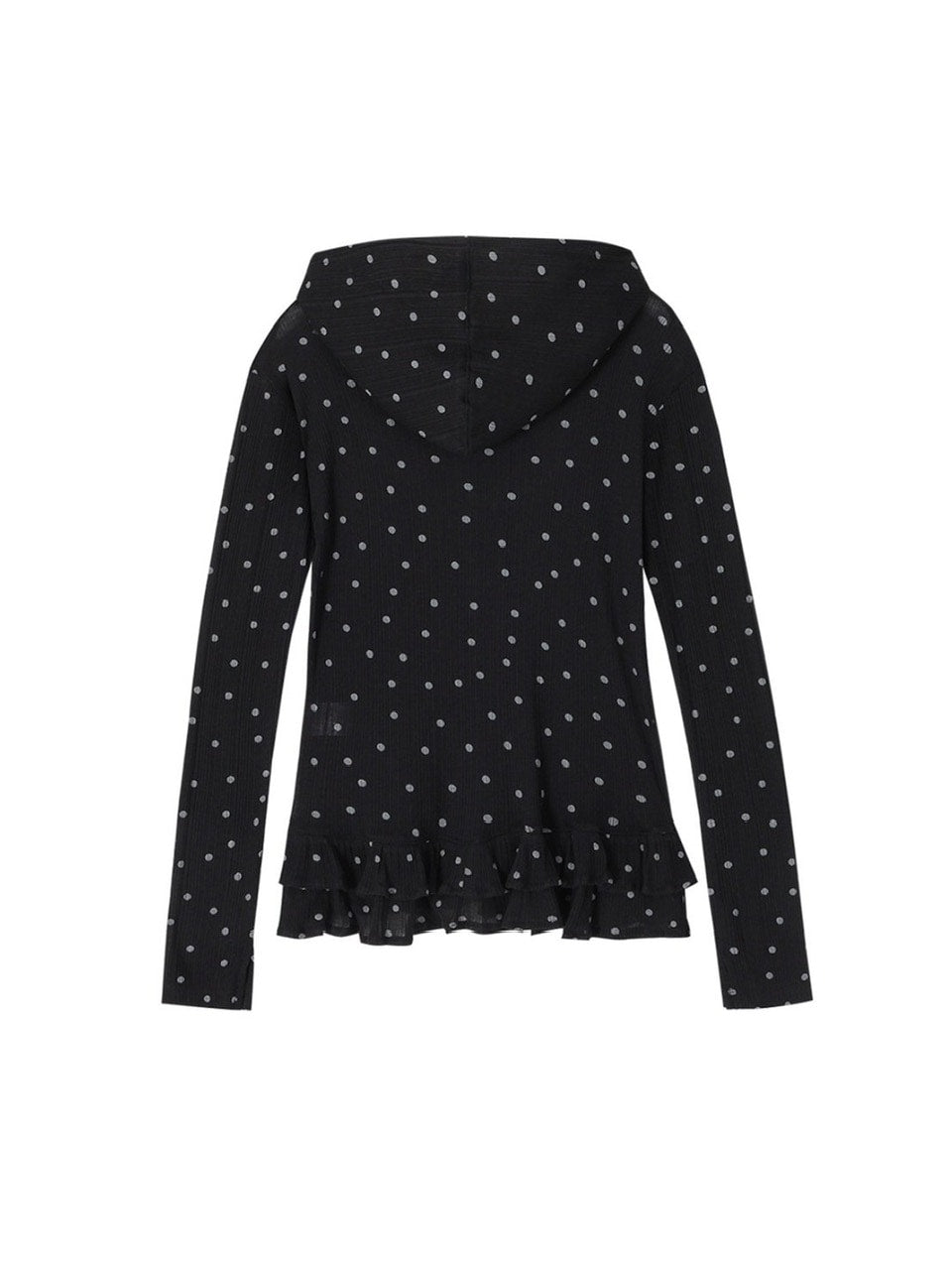 【CRANK】DOT FRILL SHEER HOOD CARDIGAN