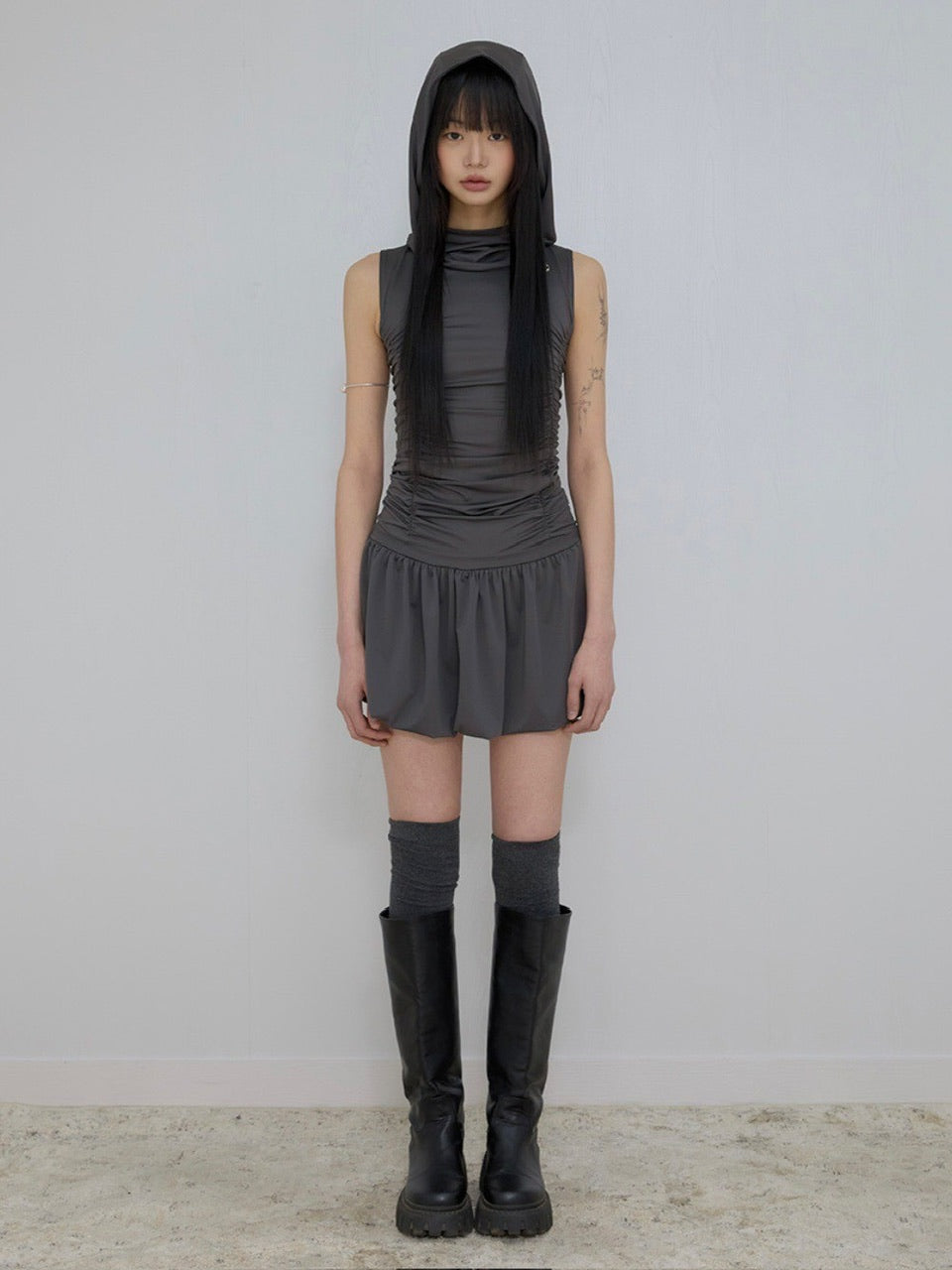 【FLAREUP】Hooded High Neck Dress