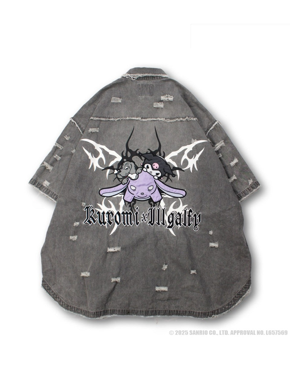 GALFY×KUROMI】イルガルフィーボロボロデニム半袖BIGシャツ – PRESSING