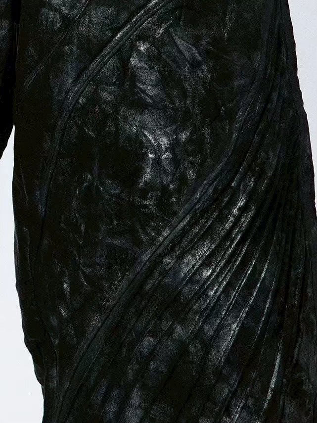 【DND4DES】COATED FAUX LEATHER BIKER BAGGY PANTS