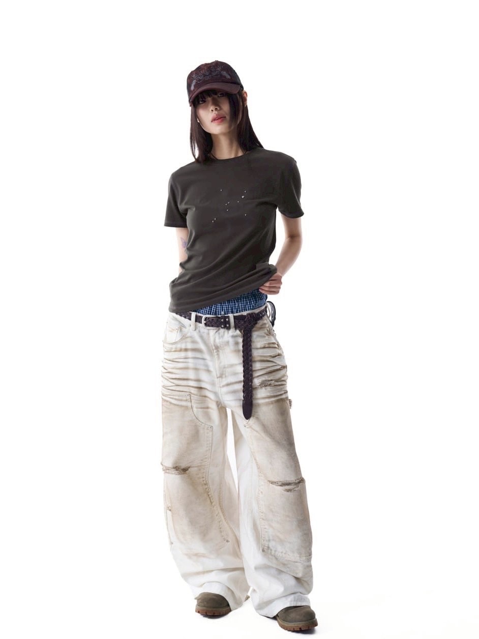 【AAKAM】Studded Sun Half Top