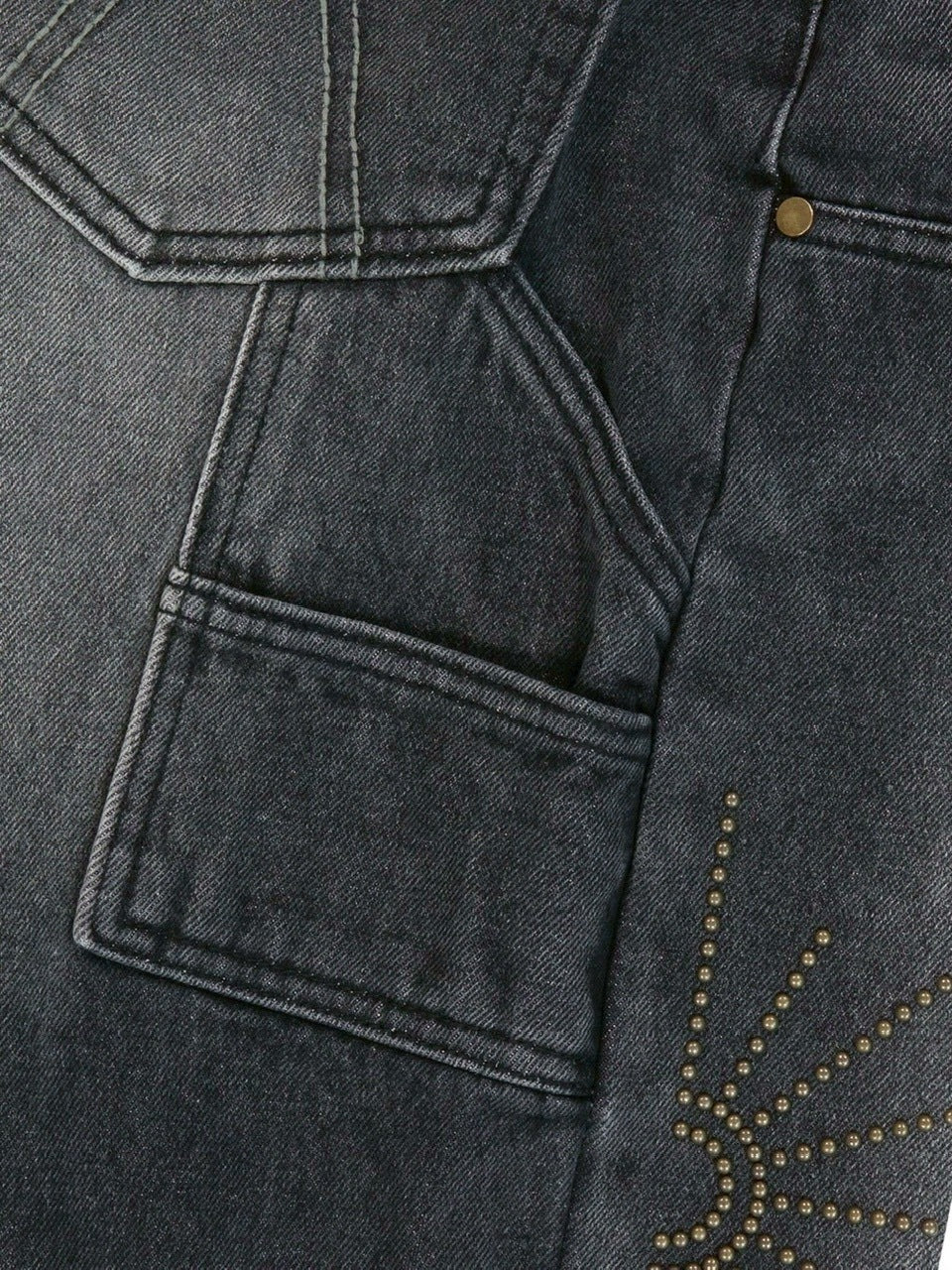 【AAKAM】Washed Double Knee Bermuda Denim Pants