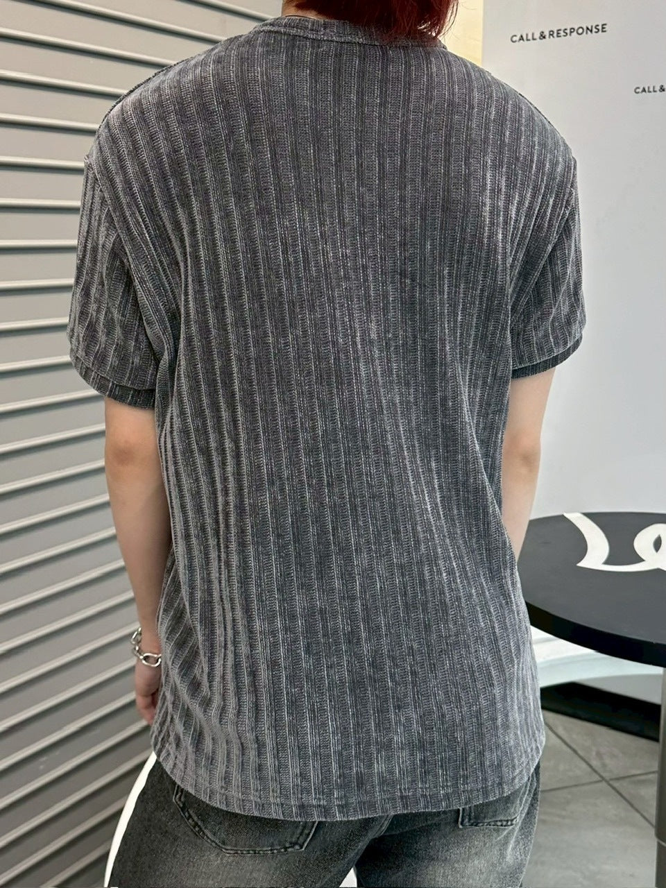 受注制【LUV CODE】henry neck half sleeve velours top (4color)