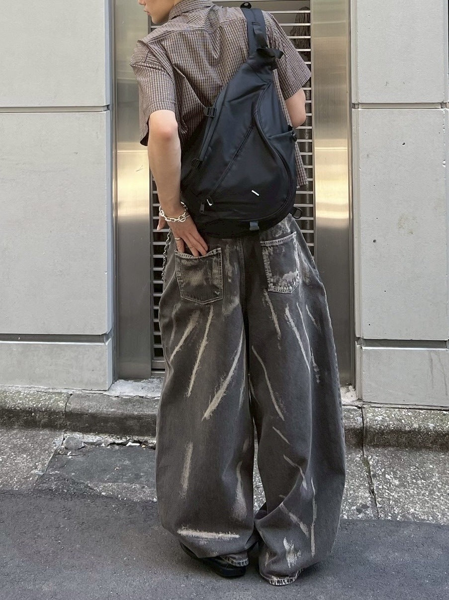 【Chikashitsu +】full painting wide denim pants / 【チカシツプラス】 フルペインティングワイドデニム