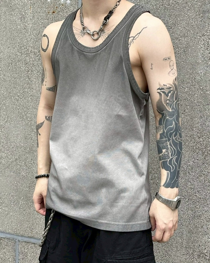 受注制【Chikashitsu +】dirty wash sleeveless / 【チカシツプラス】ダーティウォッシュタンクトップ (2color)