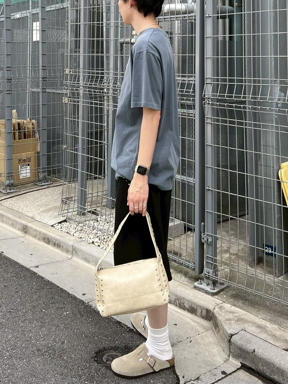 受注制【Chikashitsu +】pocket studs sweat half pants / 【チカシツプラス】ポケットスタッズスウェットハーフパンツ (2color)