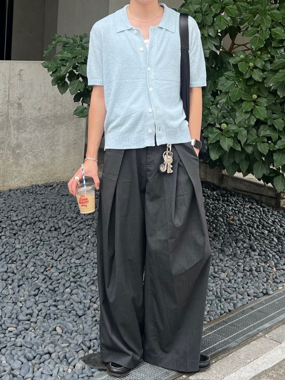 東京店WEB限定受注制【Chikashitsu +】boucle knit polo cardigan (2color) / 【チカシツプラス】ブークレニットポロカーディガン (2color)