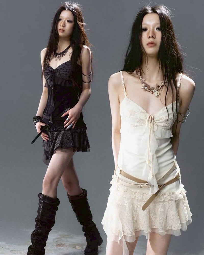 【Cest Nous】Belted Slip Dress / 【セヌー】ベルトフリルキャミワンピース