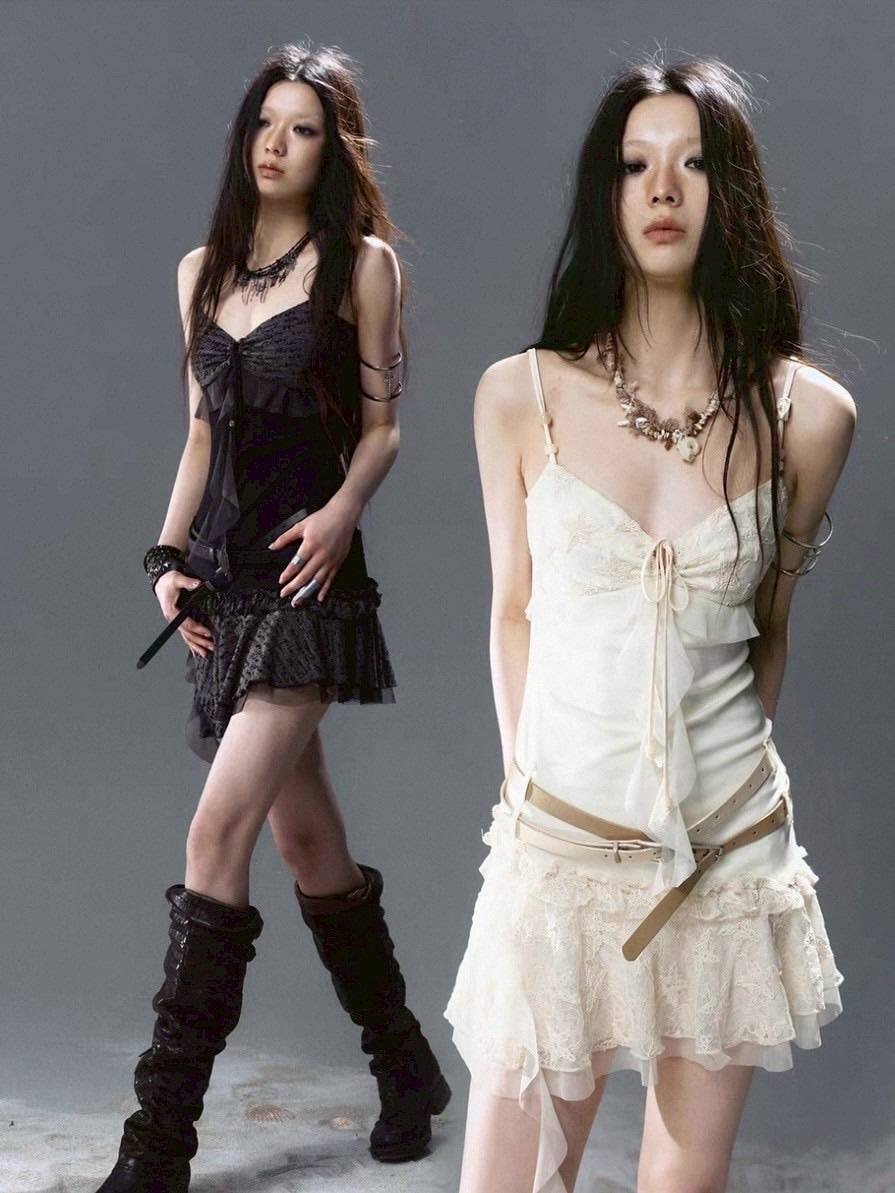 【Cest Nous】Belted Slip Dress / 【セヌー】ベルトフリルキャミワンピース