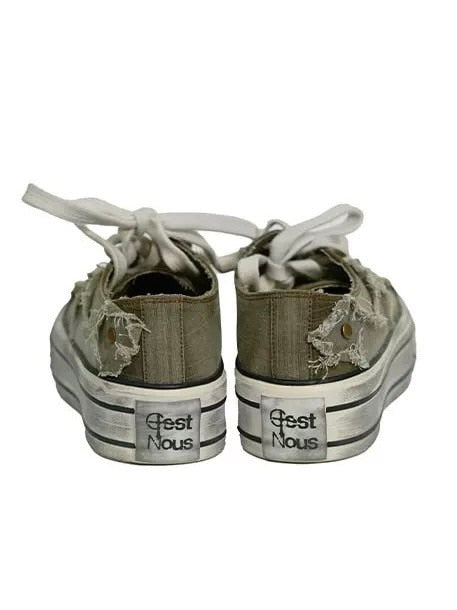 【Cest Nous】Distressed Canvas Sneakers / 【セヌー】ダーティーデニムキャンバス厚底スニーカー