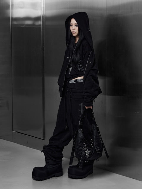 【Rosen Kreuz】EYELET EDGE Set-Up LAYERED SWEAT PANTS