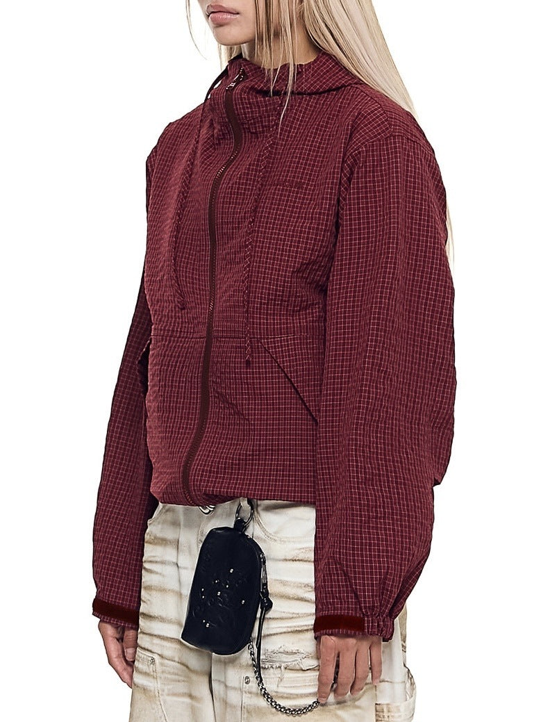 【AAKAM】Check Pattern Hooded Jacket