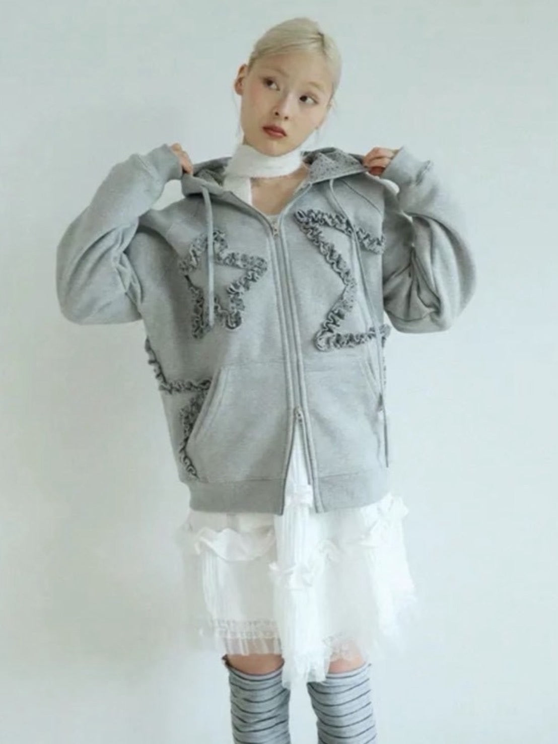 12/21 20:00 再販【Uglyshadow】FLOWER STAR HOODED ZIPUP