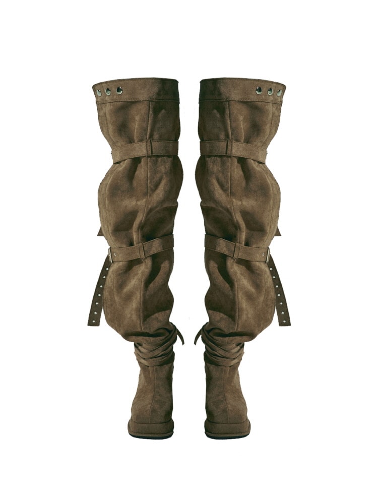 【GATELESS】BELT BUCKLE LOOSE LONG BOOTS / 【ゲートレス】ベルトバックルルーズロングブーツ