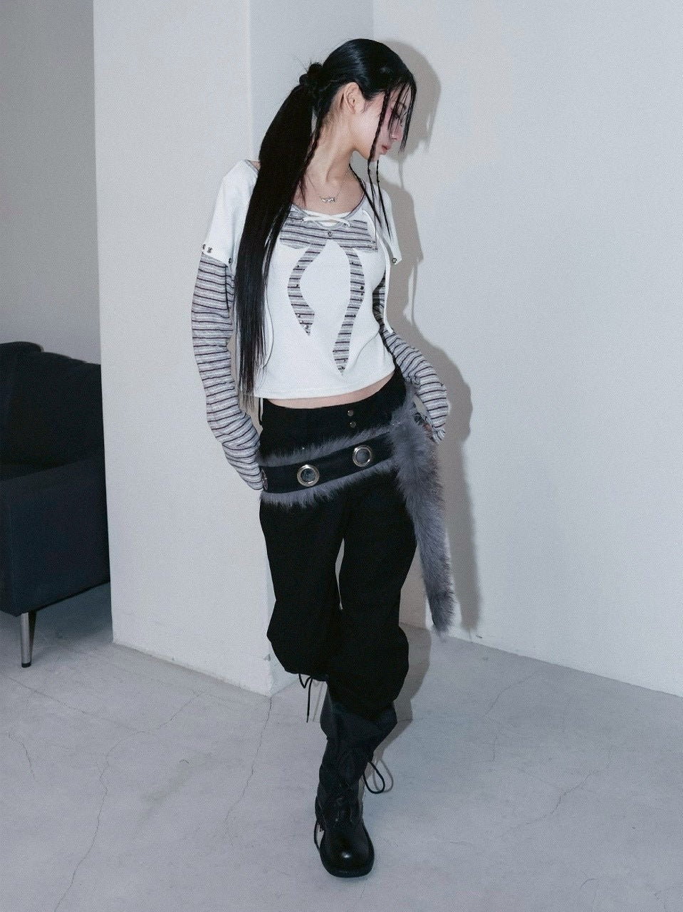 1/2 20:00発売【CHERRYQUIRI】fur loop eyelet belt