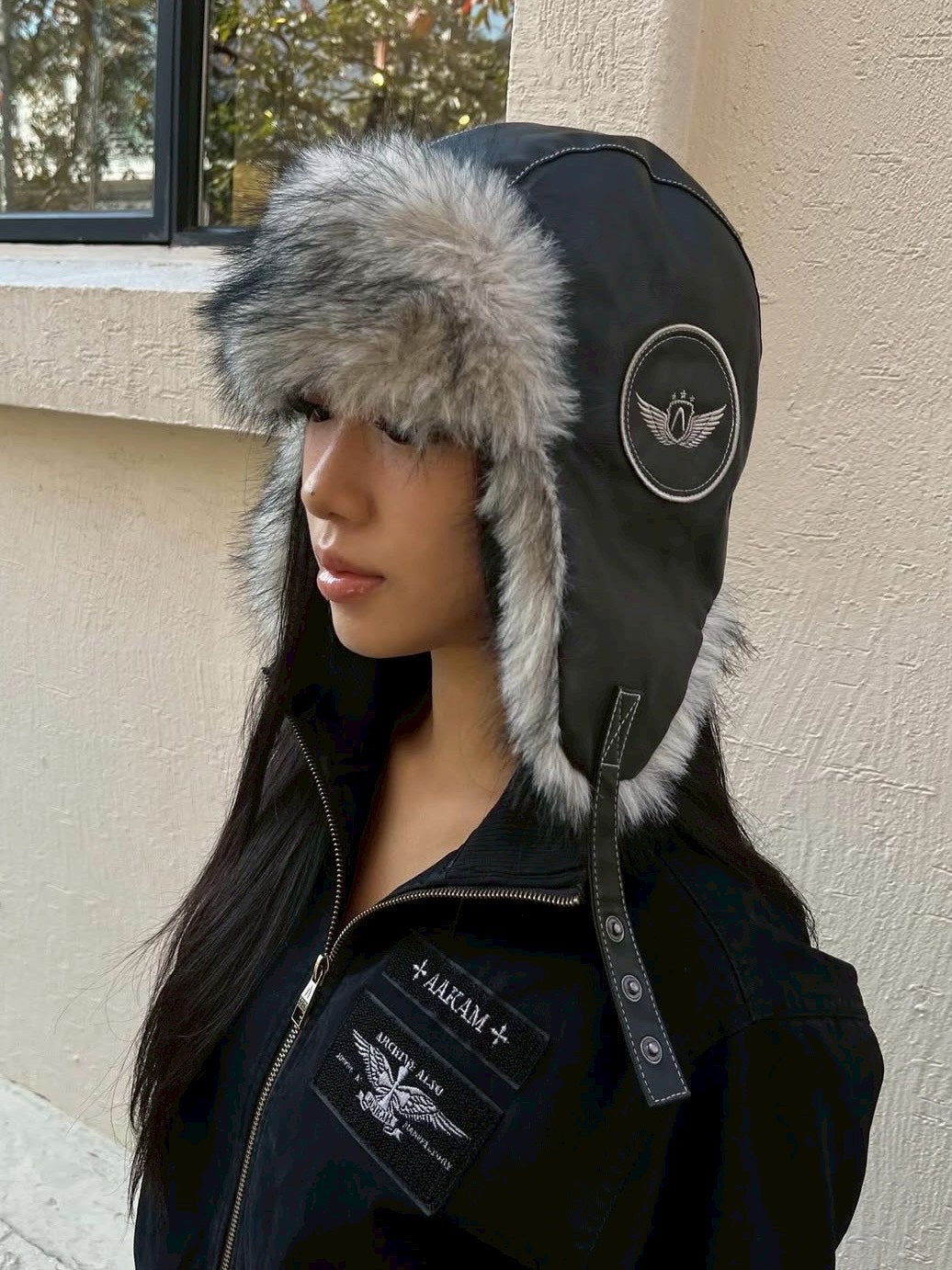 【AAKAM】Biker Leather Earflap Hat