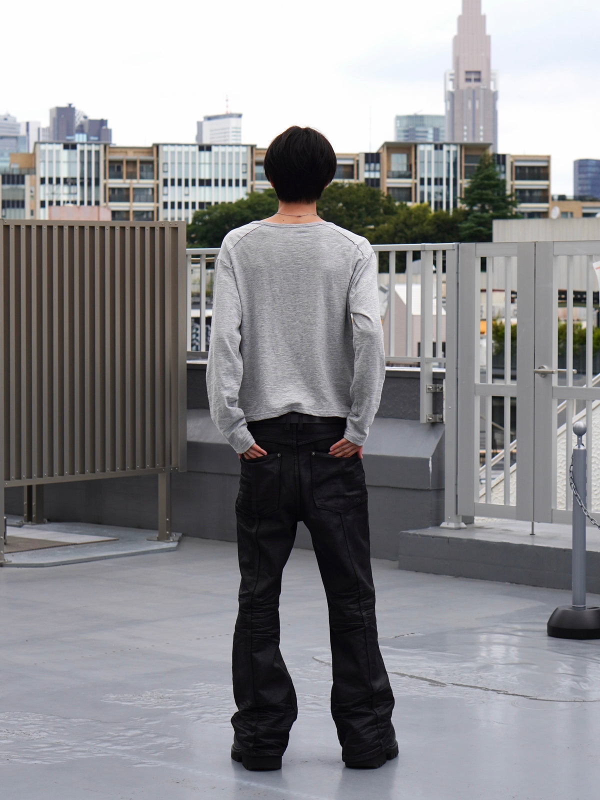 【CHIKASHITSU PLUS HIGH】Steel button henley neck tee (3color)