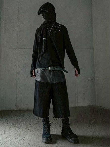 【roaringrad】Layered Carbon Bermuda Denim Pants