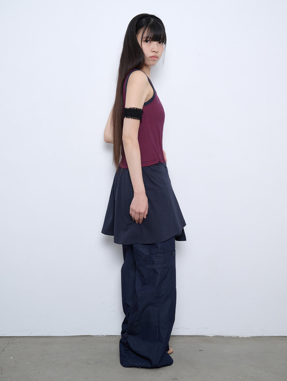 6/8 21:00発売【TUOMIO】STRIPE TIE DRESS