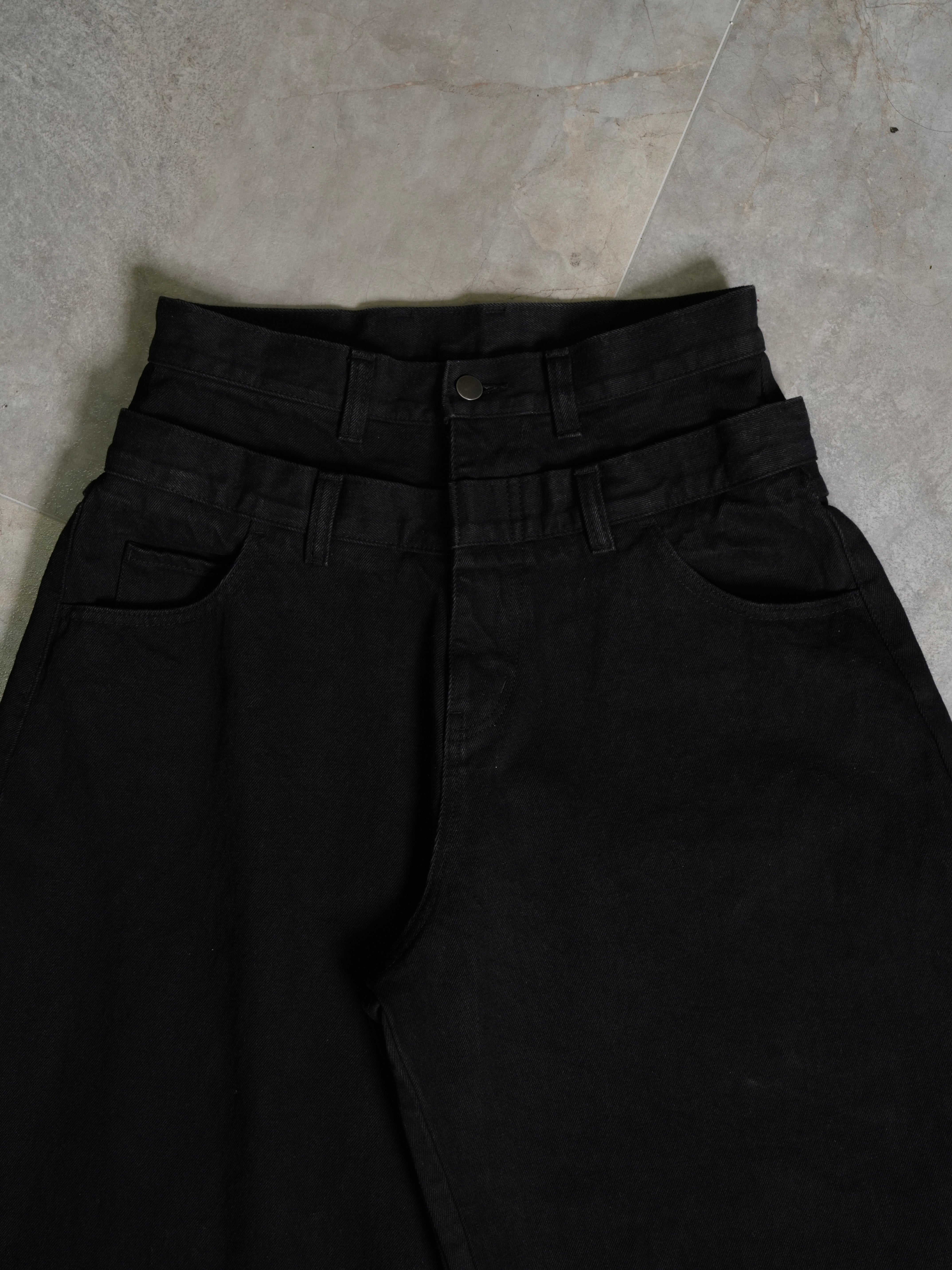 【Lee fi Ne】Double Waist Baggy Jeans