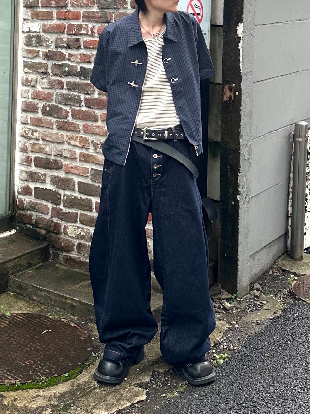 大阪店WEB限定受注制【Chikashitsu +】double buckle shirt jacket (2color)