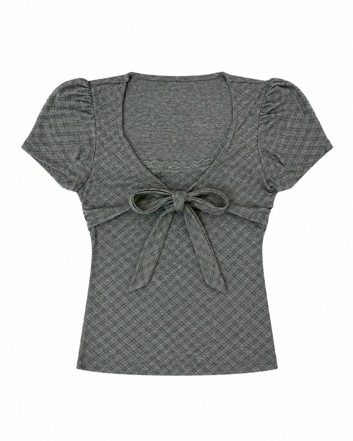 受注制【nmtc+】French Ribbon Check Top (2color)