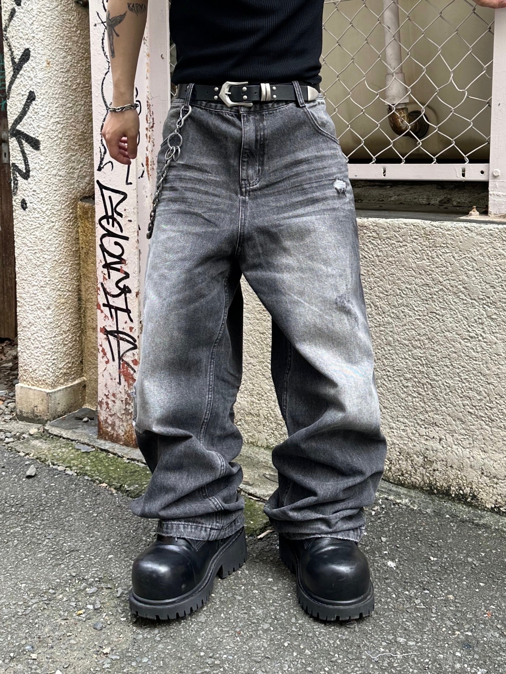 大阪店WEB限定受注制【Chikashitsu +】double back pocket denim pants (2color)