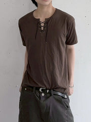 受注制【LUV CODE】lace up neck tee (4color)