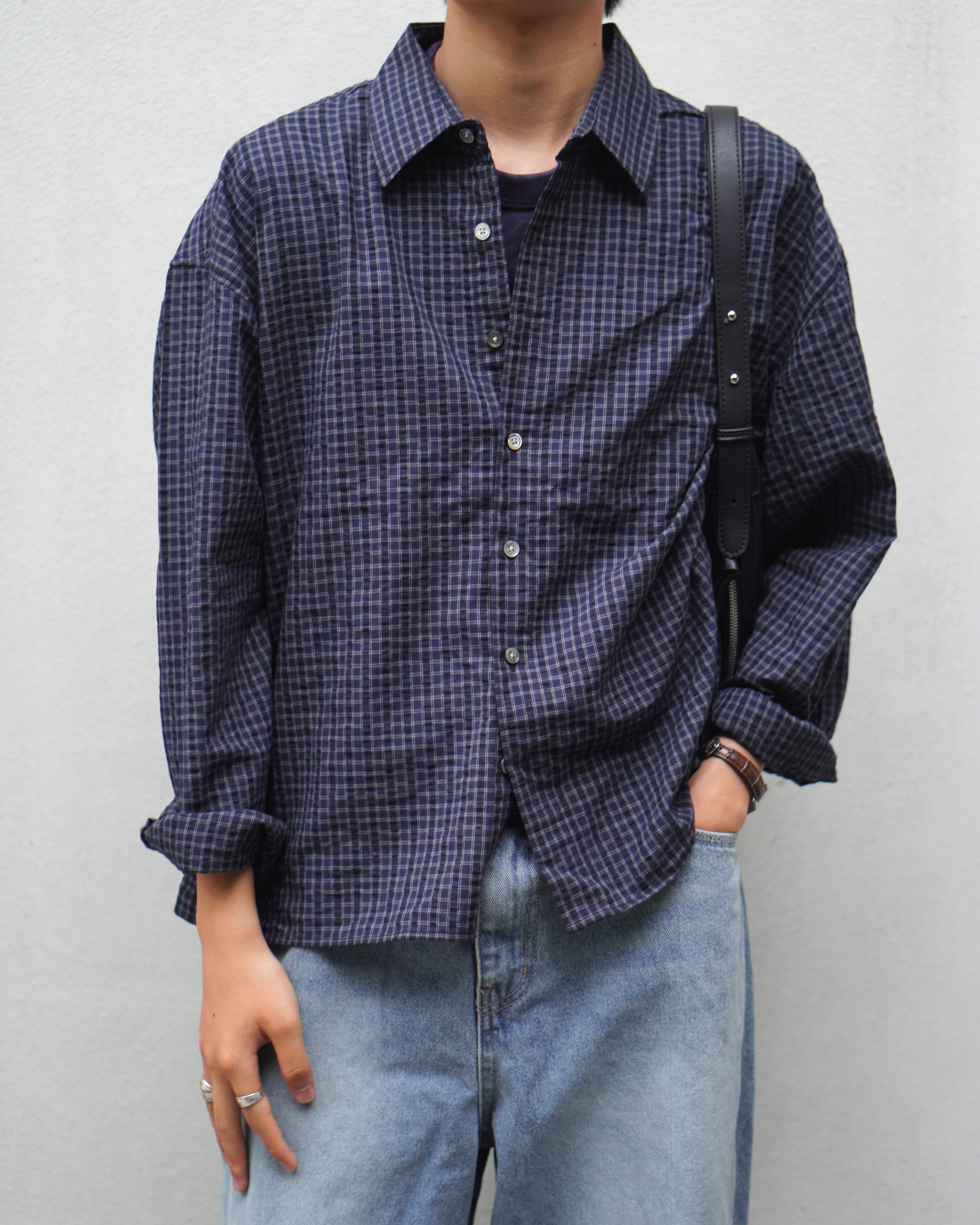 東京店WEB限定受注制【Chikashitsu +】relax check shirt (2color)