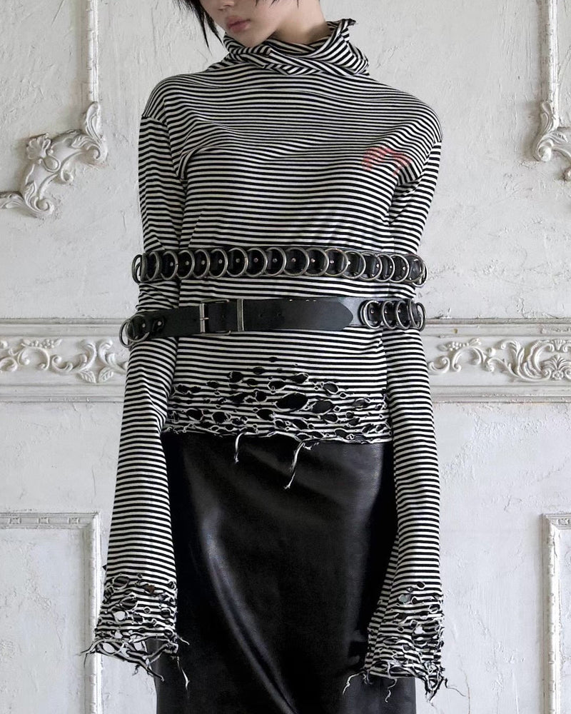 【YIKAI LABORATORY】GHOST FREQUENCY DISTRESSED TURTLENECK