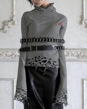 【YIKAI LABORATORY】GHOST FREQUENCY DISTRESSED TURTLENECK