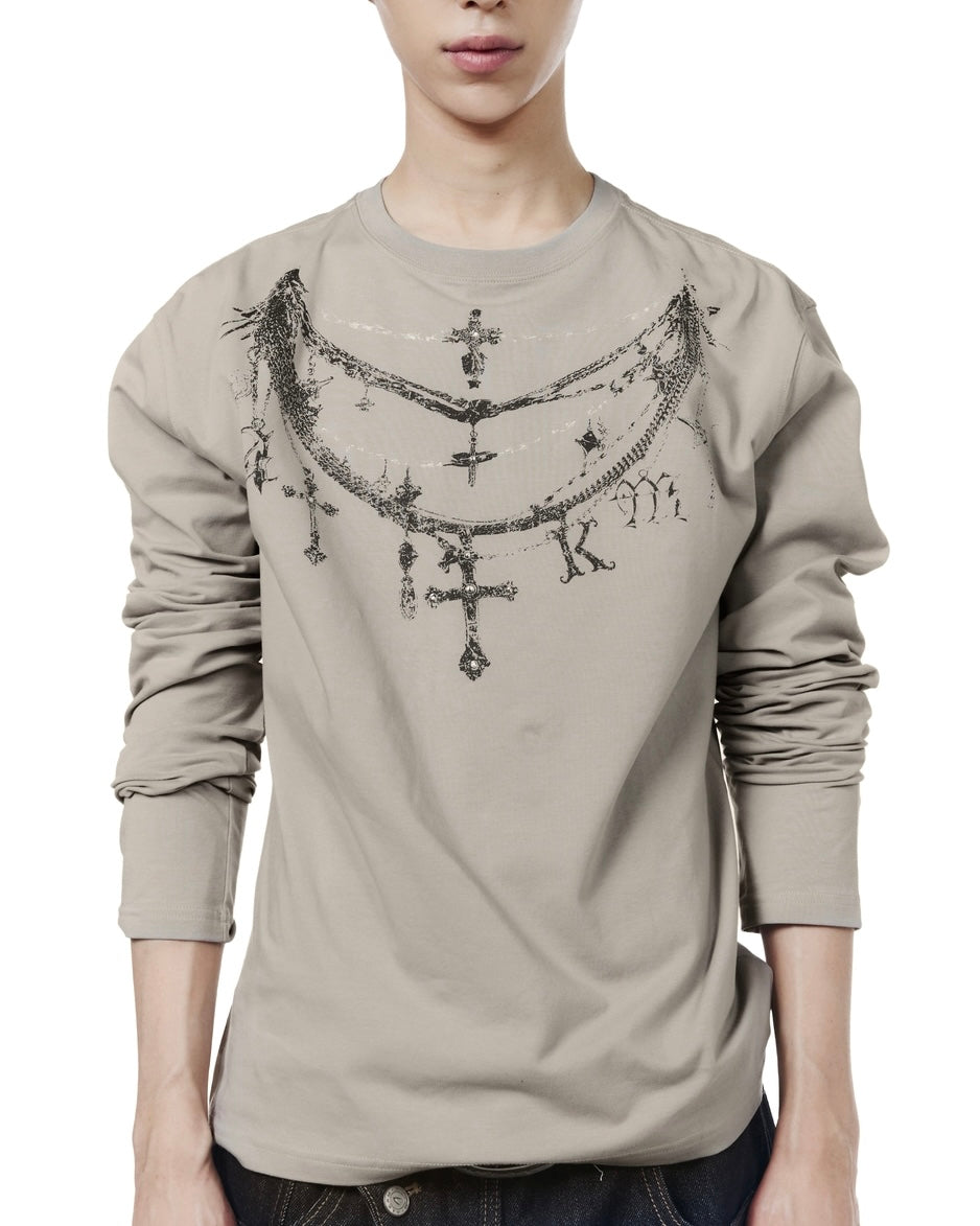 【AAKAM】Gothic Chain Printed Long Sleeve