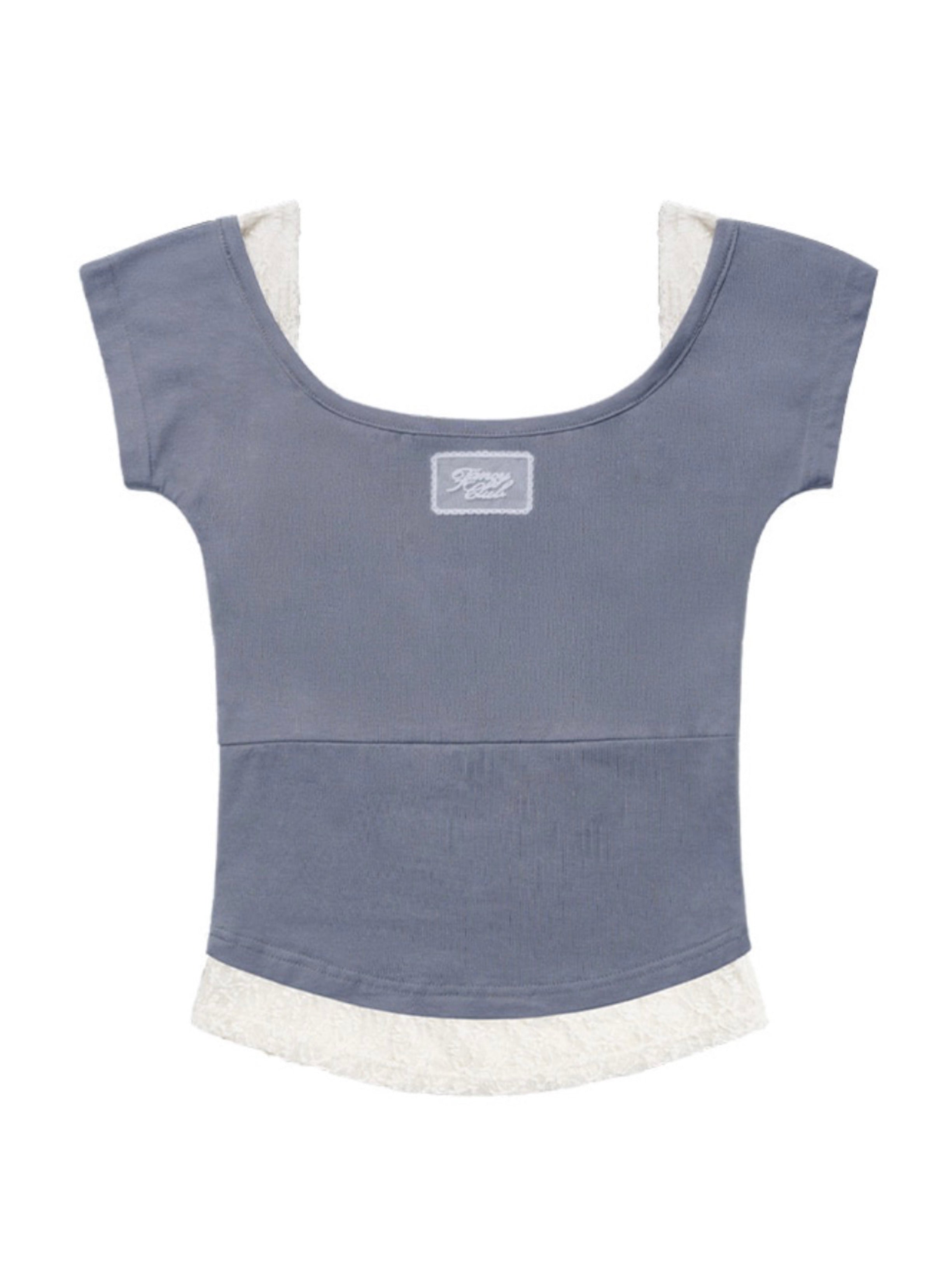 【FANCY CLUB】 LACE SQUARE NECK TOP