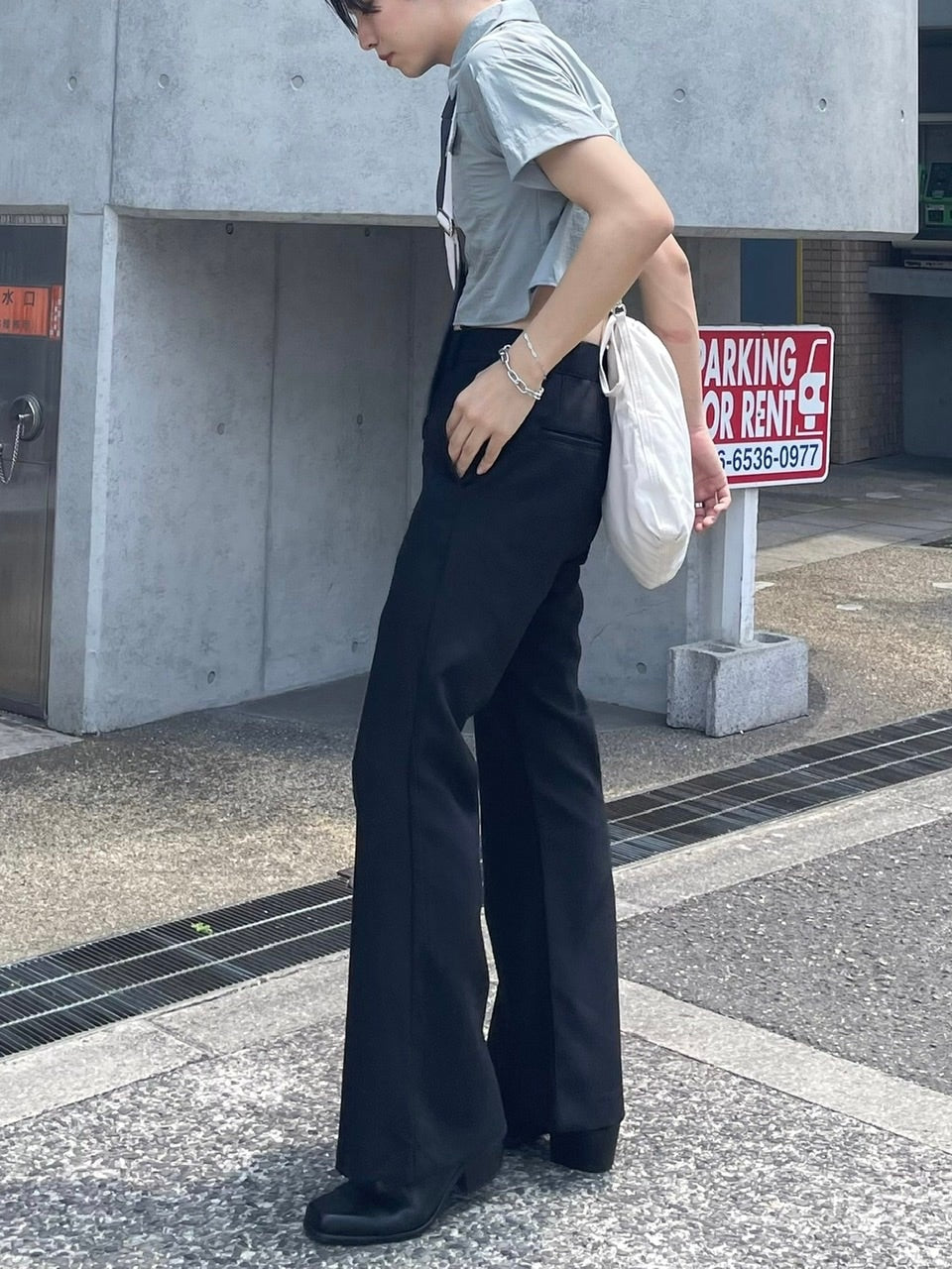 【Chikashitsu + ORIGINAL】full length flare slacks (2color)