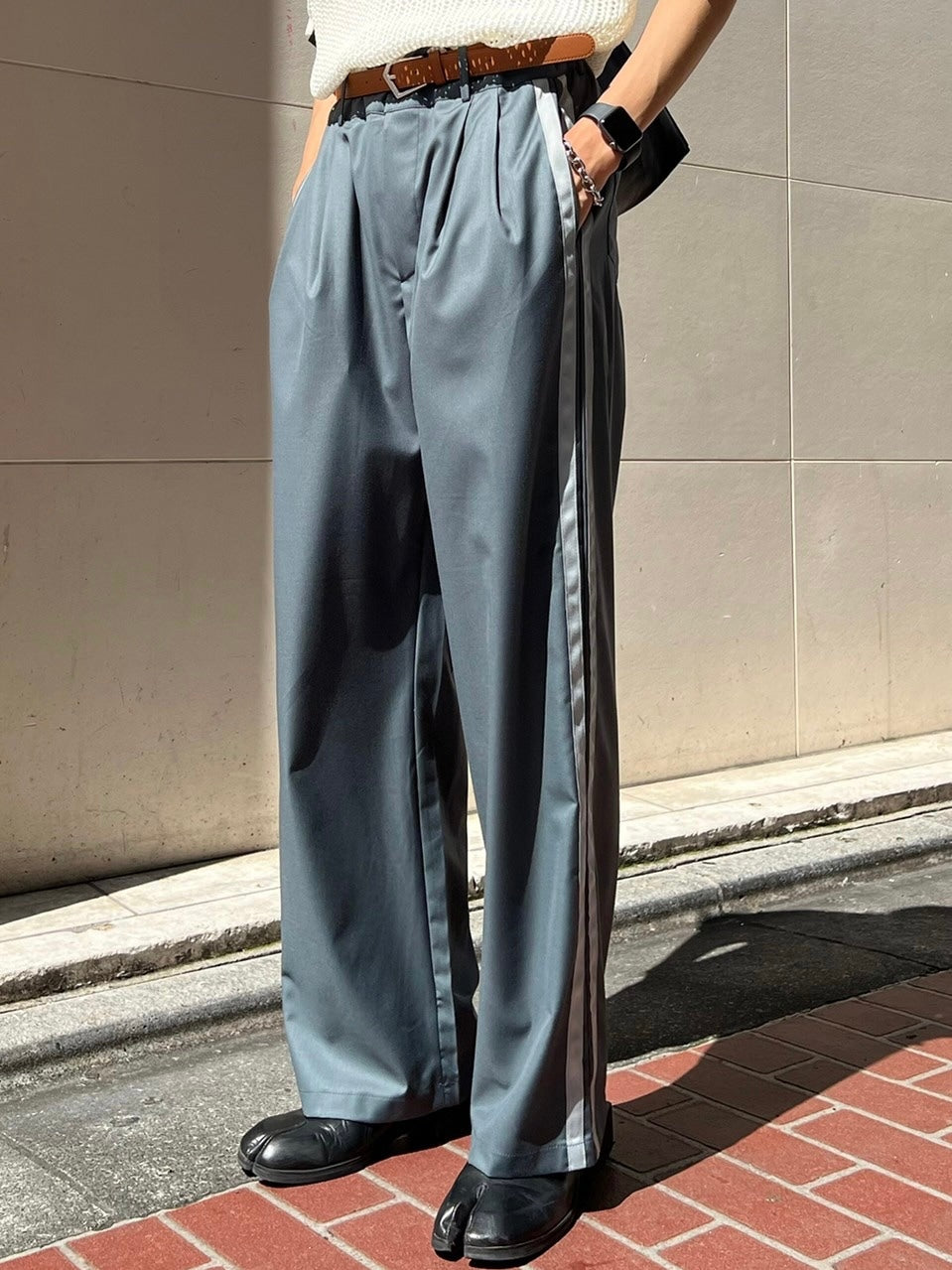 受注制【Chikashitsu +】side line slacks (3color)