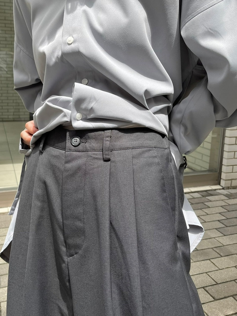 受注制【Chikashitsu +】wide tuck slacks (3color)